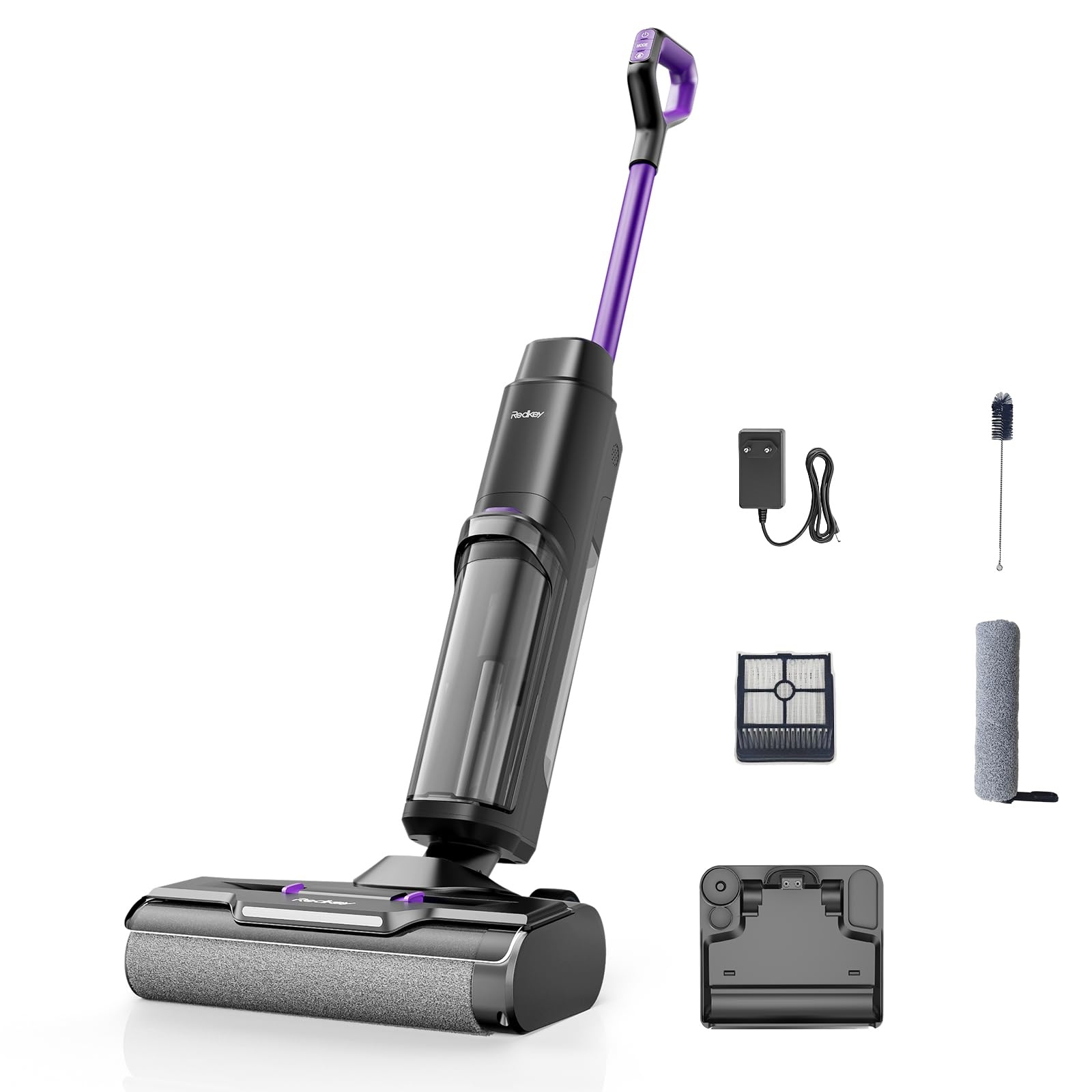 W15 Wischsauger, 3-in-1 kabelloser intelligenter Staubsauger, 45 Min Autonomie, Selbstreinigend, 65dB, Kantenreinigung, Starke Saugleistung für trockene und nasse Schmutzstoffe