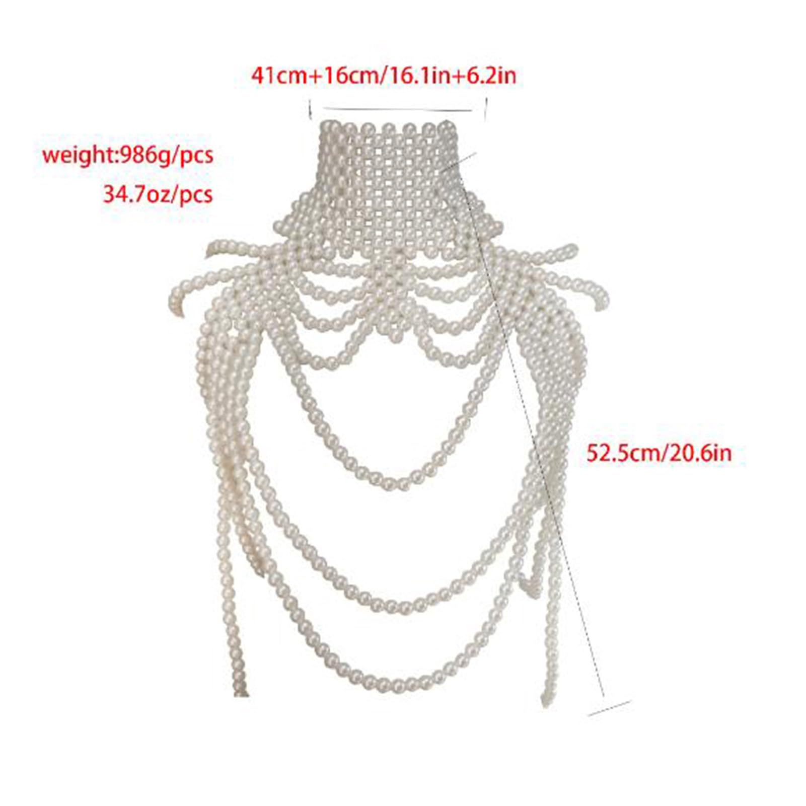 Perlen-Schulterhalskette, Perlenschal-Körperkette, Mehrschichtige Französische Körperschmuckketten Bauchkette Brustkette Körperschmuck(Brown)