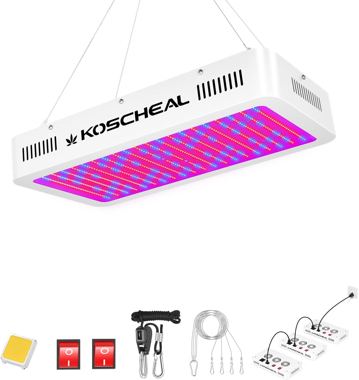 KS2000 230W LED Grow Lights for Indoor Plants, 2.8 µmol/J Full Spectrum Plant Light with UV & IR, Veg/Bloom Switches & Daisy Chain for 4x4 / 3x4 ft Grow Tent