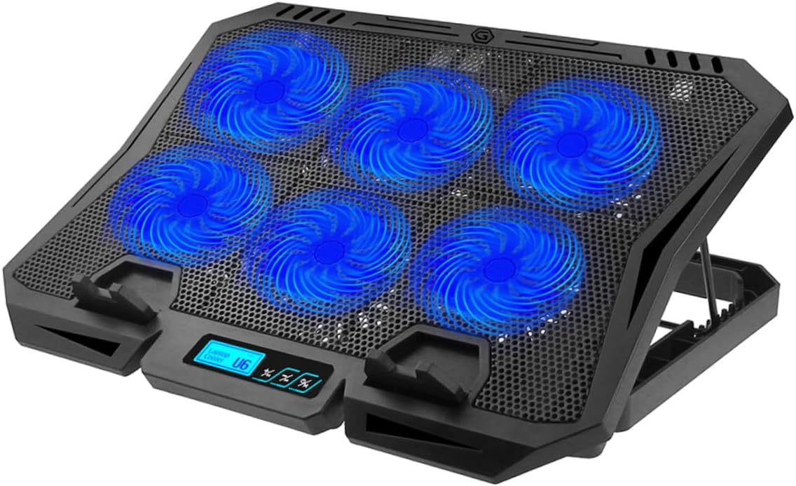 Laptop Cooling Pad and Stand 15.6 Inch with Quiet Adjustable Fan USB Powered Laptop Cooler for Gaming and Office Use Blue LED Light Cooling Fan