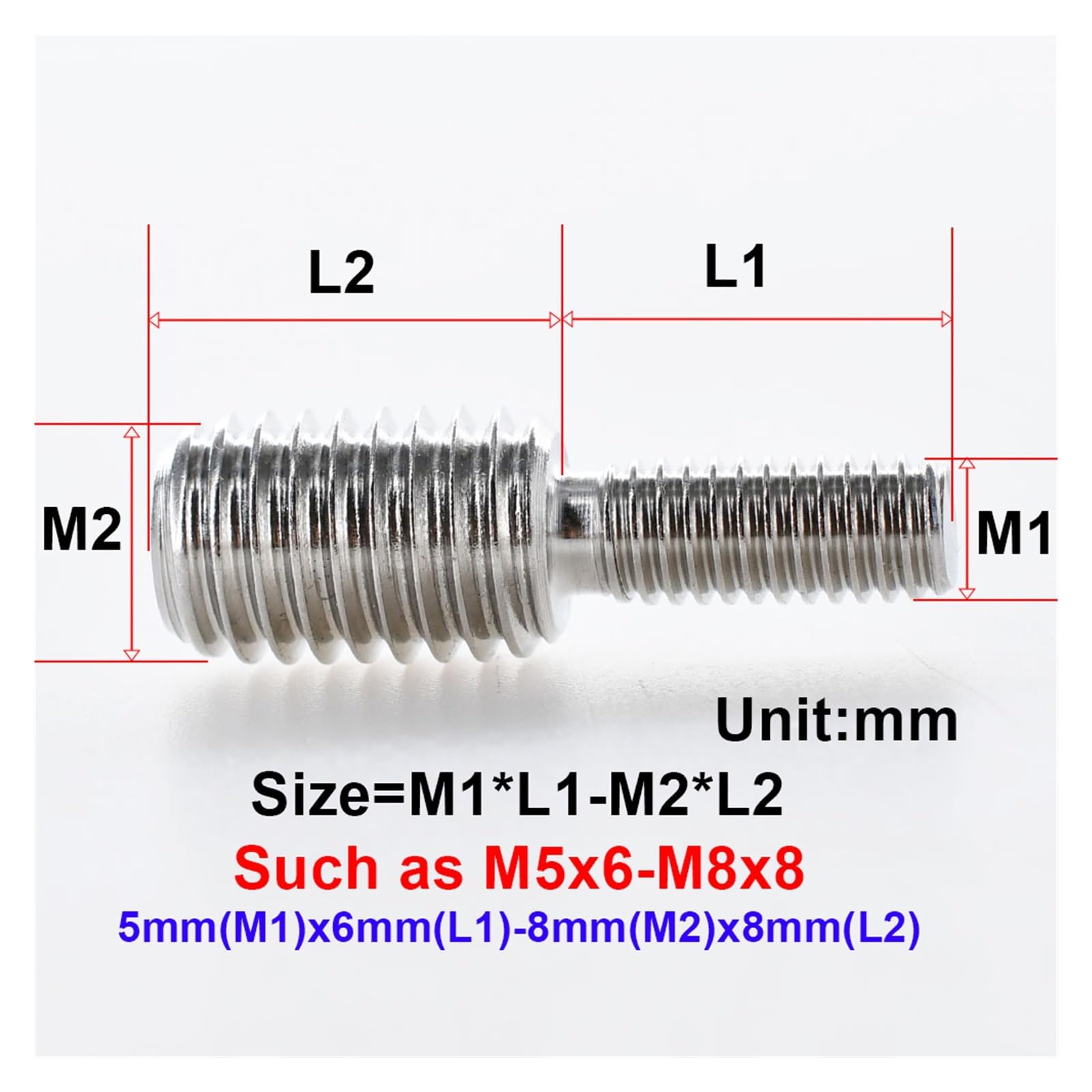 adaptador roscado, Tornillo de conversión for adaptador cámara M4 M5 M6 M8 M10 M12(M8X25 M14X25)