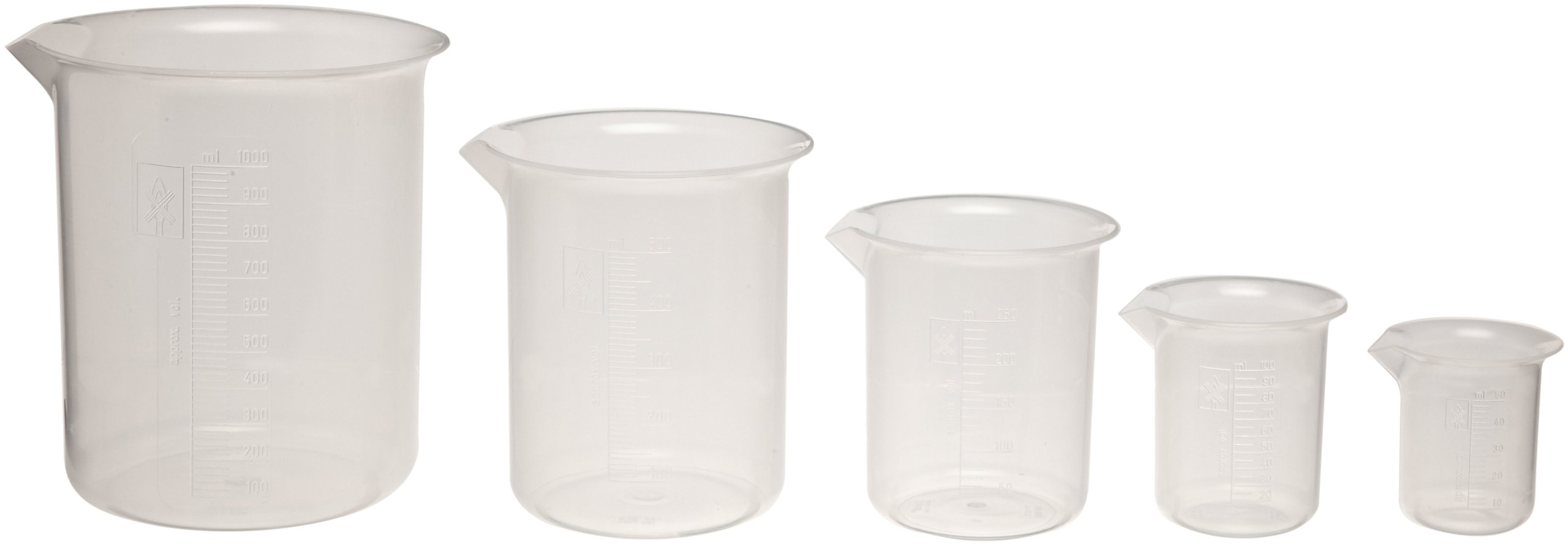 Kartell 326495-0500 Polypropylene Low Form Graduated Beaker/Lab Pitcher with Handle, 500mL Capacity (Pack of 4)