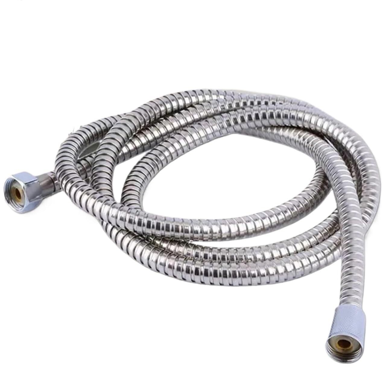 Zhaoqin Chrome Shower Hose G1/2" Flexible Brushed Gold Shower Hose 1.5M Antique Plumbing Stainless Steel Gray Bathroom Water Head Pipe(Chrome)