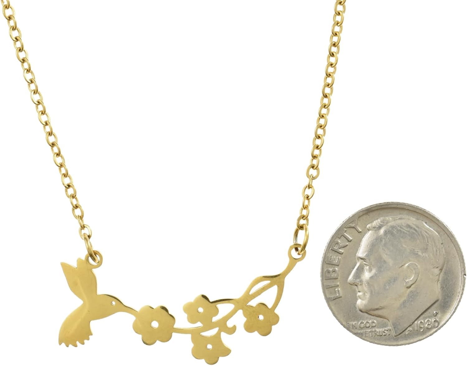 MOM & THREE DAUGHTERS Gold Hummingbird Jewelry | Stainless Steel | Motivational Gifts | Gifts for Women | 18" Chain - Image 3