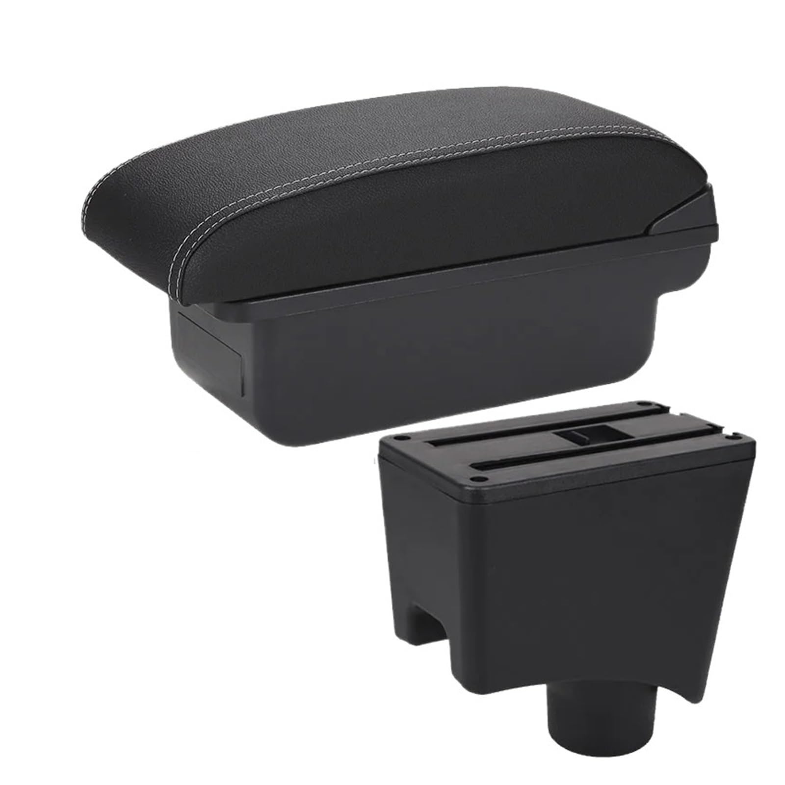 UMDJJU For Sandero Car Armrest Box Storage Accessories Car Centre Console Armrest Box(C3 Black white NOUSB)
