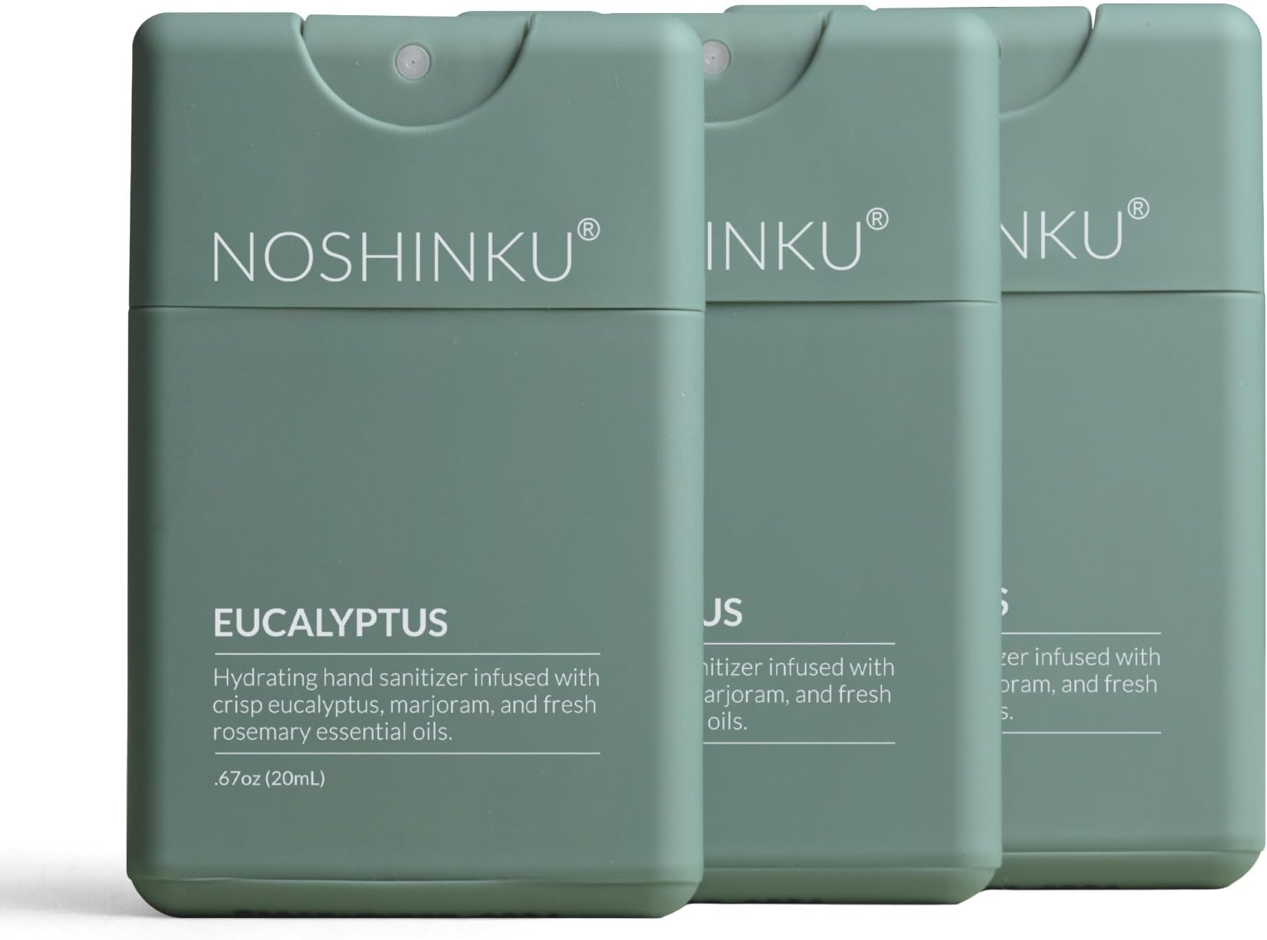 Refillable Hand Sanitizer Eucalyptus 3-Pack, Travel Size Spray with Hydrating Botanical Oils, Natural Ingredients, All Natural Fragrances, Sugarcane Derived Alcohol, No Parabens, No Dyes