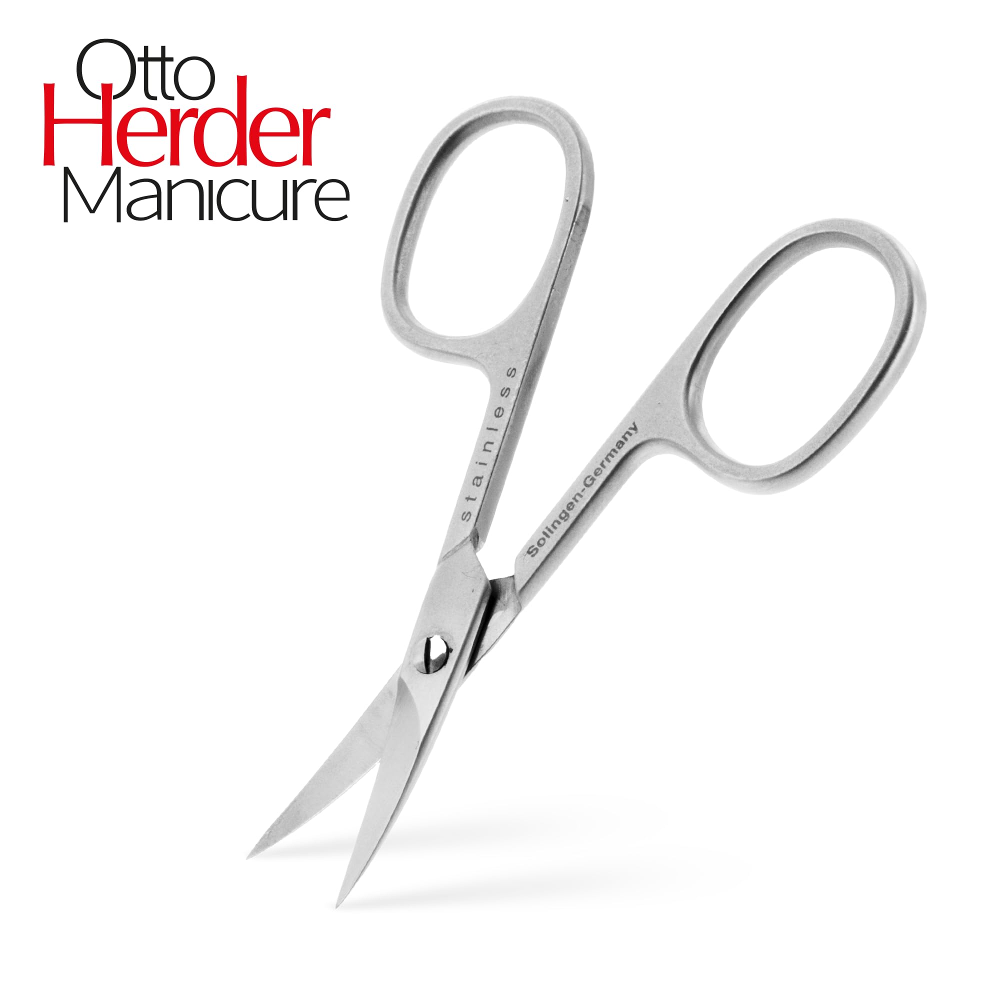 OTTO HERDER NAGELSCHERE GEBOGEN - Extra scharfe Nagelschere Solingen 9cm mit gebogener Schneide aus hochwertigem rostfreiem Edelstahl für Fingernägel und Fussnägel
