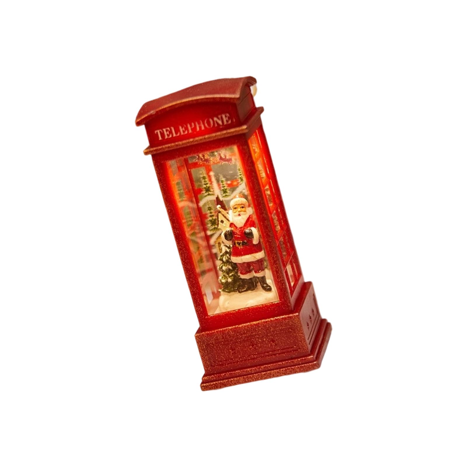 Hsioluted Festival Crystals Snowflake Phone Booth Lamp Holiday Decoration for Home or Party Holiday Mantelpiece Ornament