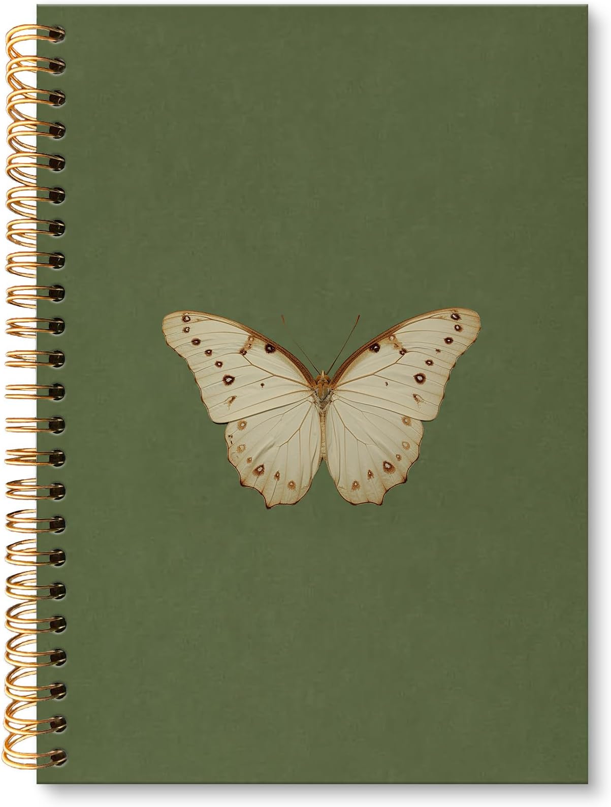 huester Vintage Butterfly Spiral Notebook Journal, Green Retro Butterfly Aesthetic Journal Notebooks for Note Taking, Green Office Supplies Gifts for Women, 5.5x8.3 Inch