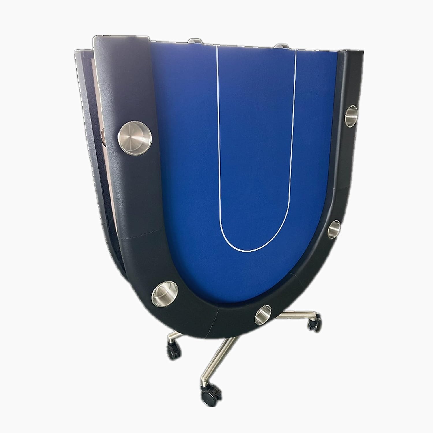 Foldable Poker Table for 10 Players 94 Inches Casion Game Style with Scroll Wheels, Blue