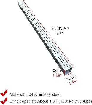 Channel Drain with Grate Cover, Slim Trench Drain System, Narrow Water Drain Channel for Driveway/Highways/Pool/10Pcs