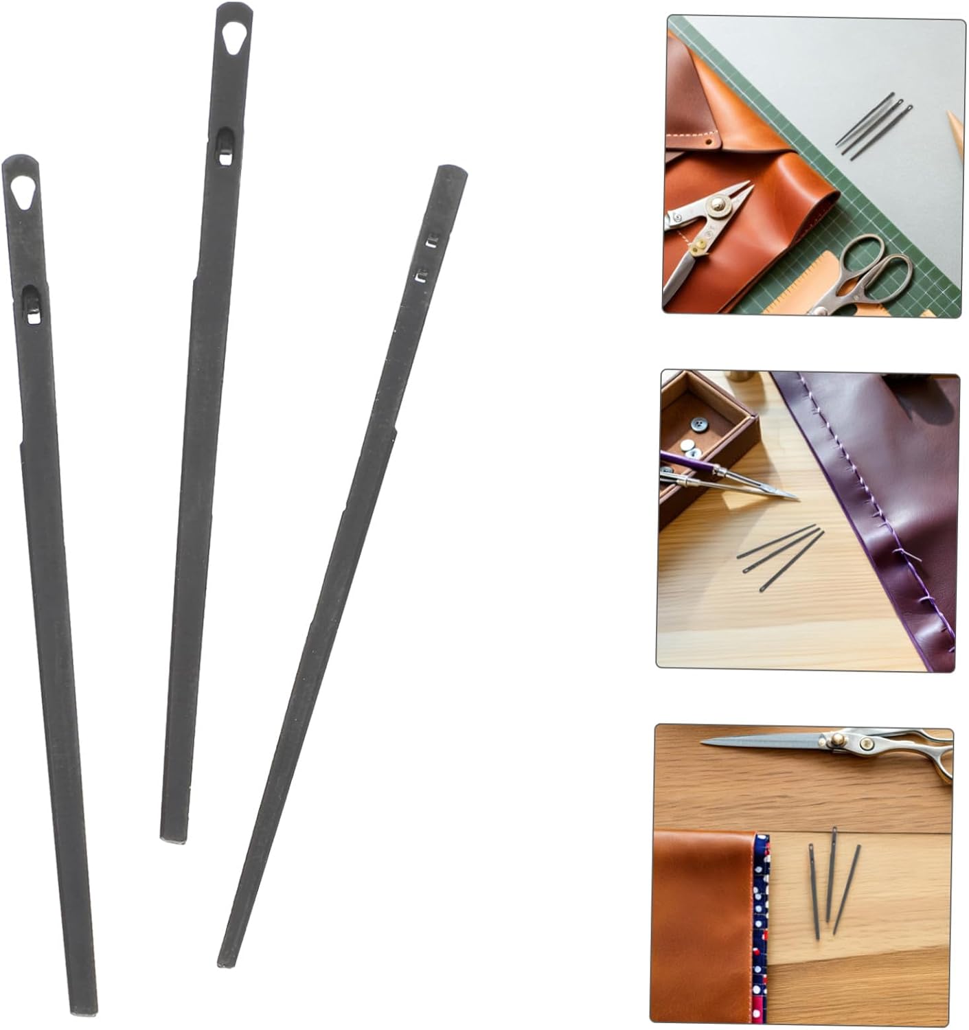 Gadpiparty 3pcs Leathercraft Lacing Needles Set with Large Eye and Double Hole, Hand Sewing Tools for Leatherworking, Shoe Repair, and Bag Mending