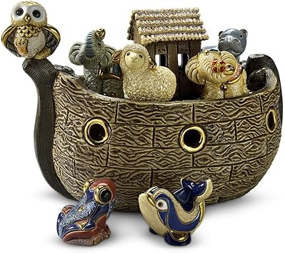 Handmade Sculpted Ceramic Noahs Little Ark Brown with Ladder- De Rosa Mini Collection A02B in Branded Box