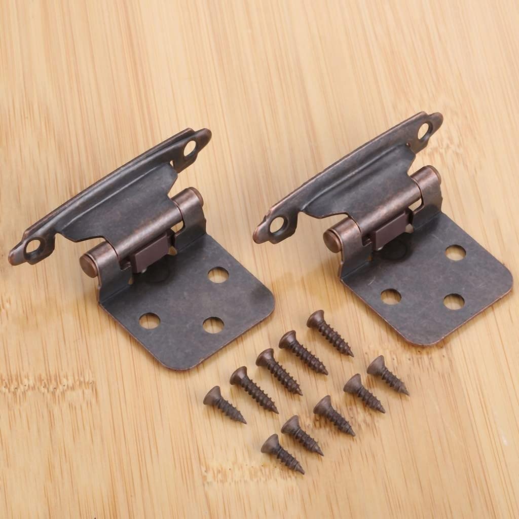 Nvsfzgiyg B 2 Pcs Steel Overlay Cabinet Self Close Door Hinge Kitchen Cupboard Antique Furniture Hardware 71 * 38 35Mm Hinges(B)
