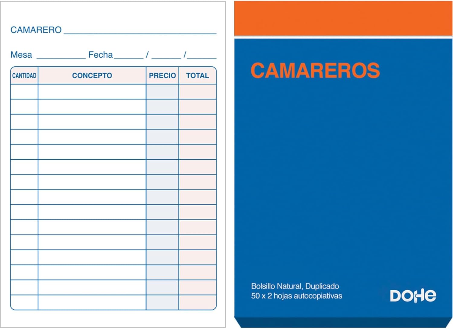 Dohe - Waiter's Book (Pack of 10) - 50 Sheets (50 Sheets with 1 Copy) Pocket Size 8.5 x 14 cm Command Pads for Hospitality Restaurants Bars Office Supplies