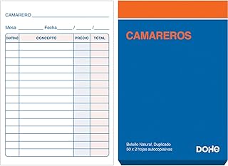 Dohe - Talões de empregado de mesa (10 unidades) - 50 folhas dobradas (50 folhas com 1 cópia), tamanho do bolso 8,5 x 14 cm, blocos de comandantes de hotelaria e restaurantes, bares, material de