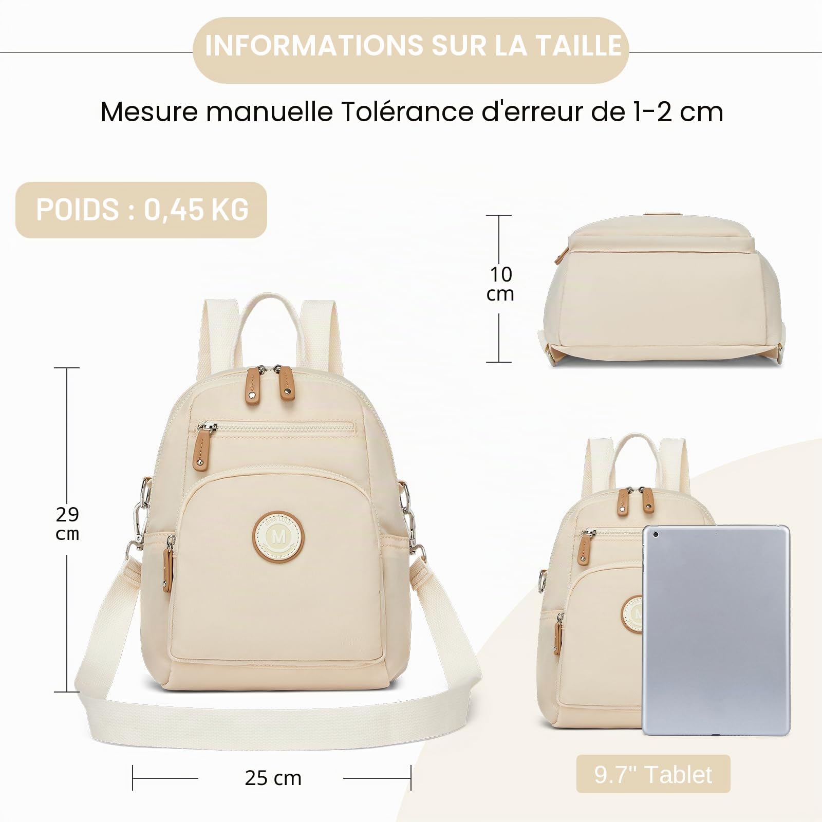 Miss Lulu Sac à Dos Polyester Décontracté pour Femme, Design Élégant avec Poche Secrète Antivol, Léger & Résistant, Backpack Casual pour Voyage Travail Université Loisirs Shopping