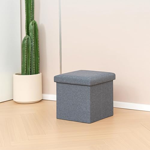 Miniatura 7 de B FSOBEIIALEO - Otomano plegable de piel sintética con almacenamiento Gris 11.8"x11.8"x11.8"x11.8",Negro 11.8"x11.8"x11.8",Negro