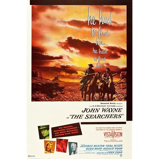 The Searchers John Wayne Movie Poster Retro Vintage Western Decor Cowboy Western Movie Merchandise Collectibles Classic Hollywood Western Film Man Cave Cool Wall Art Print Poster 24x36