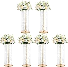 4/6/10 Pcs Crystal Display Set, Wedding Centerpiece Vases, Clear Party Decor Stands, Elegant Table Decorations, for Event Party Wedding Decor, Crystal Centerpiece Arrangement,Gold,6 pcs×80cm(31.5in)