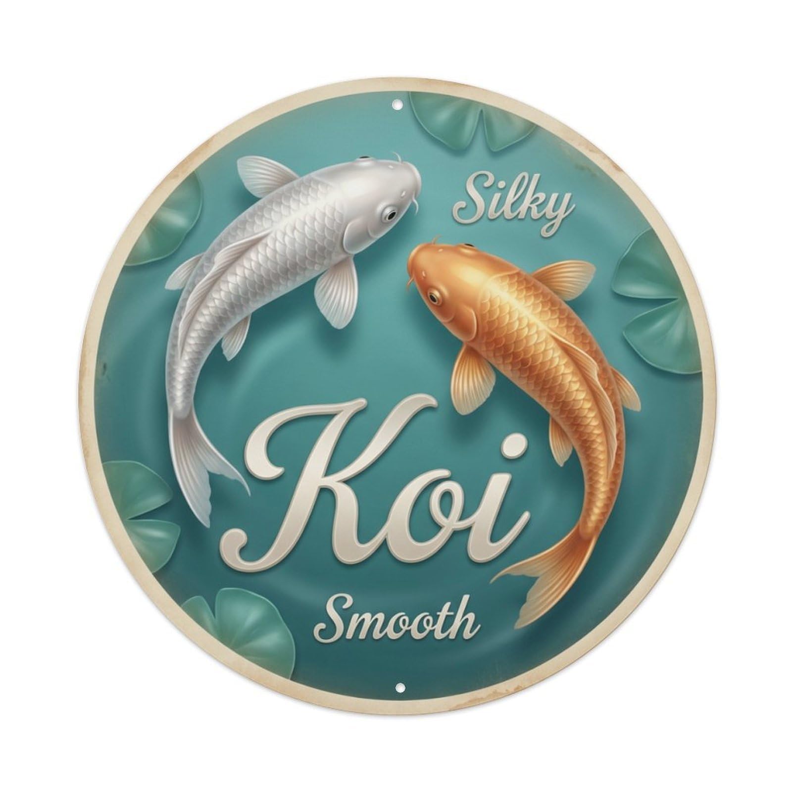 Tgrcjimh Style Metal Tin Sign Koi Fish Soft Gentle Flow Japanese Vintage
