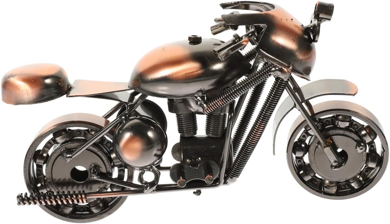 Retro Iron Motorcycle Model Ornament Xmas for Men Desktop Decor