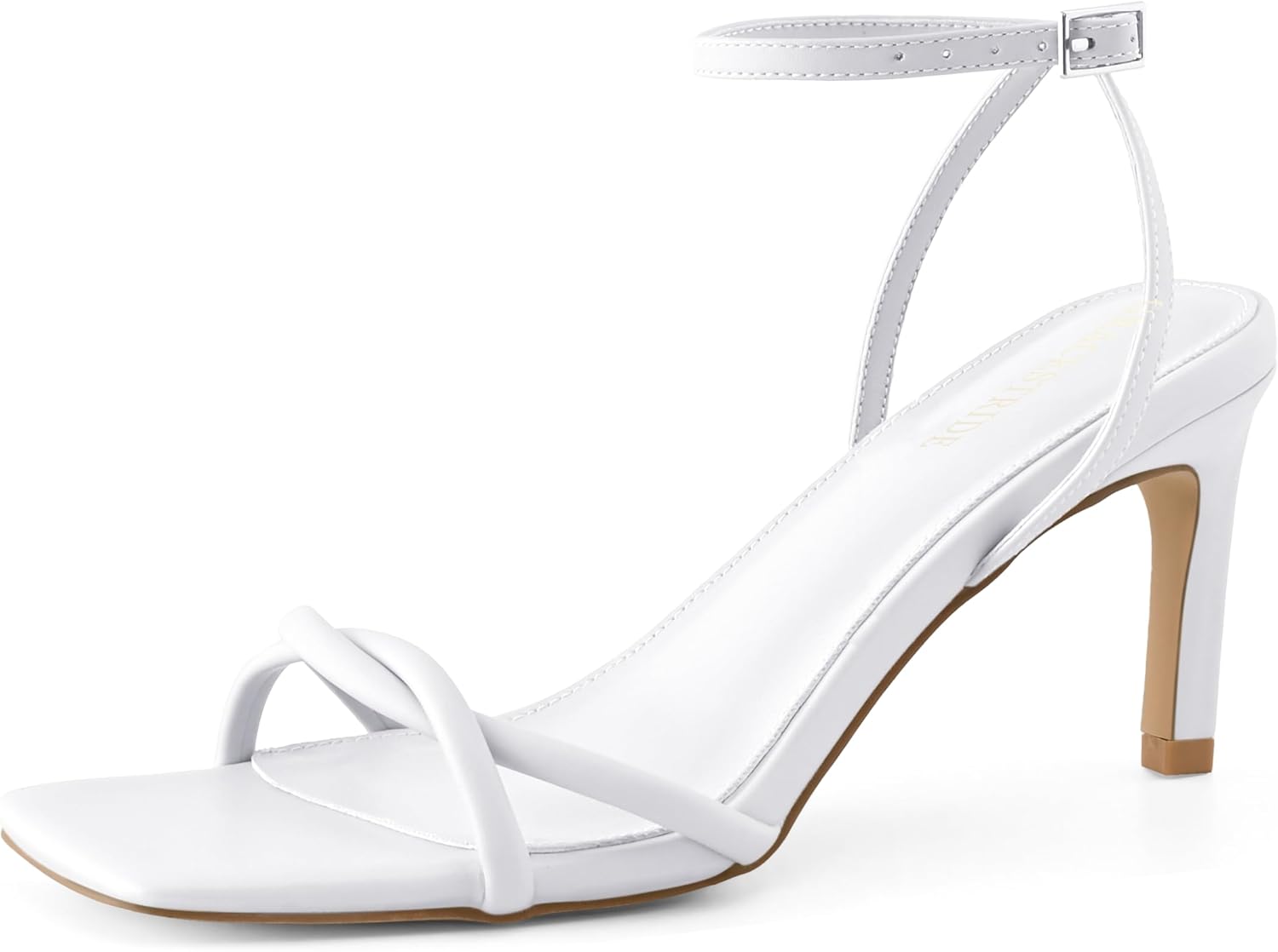 Women’s Heeled Sandals Strappy Stilettos Square Open Toe Heels Ankle Strap Comfort Dress Wedding Party Shoes