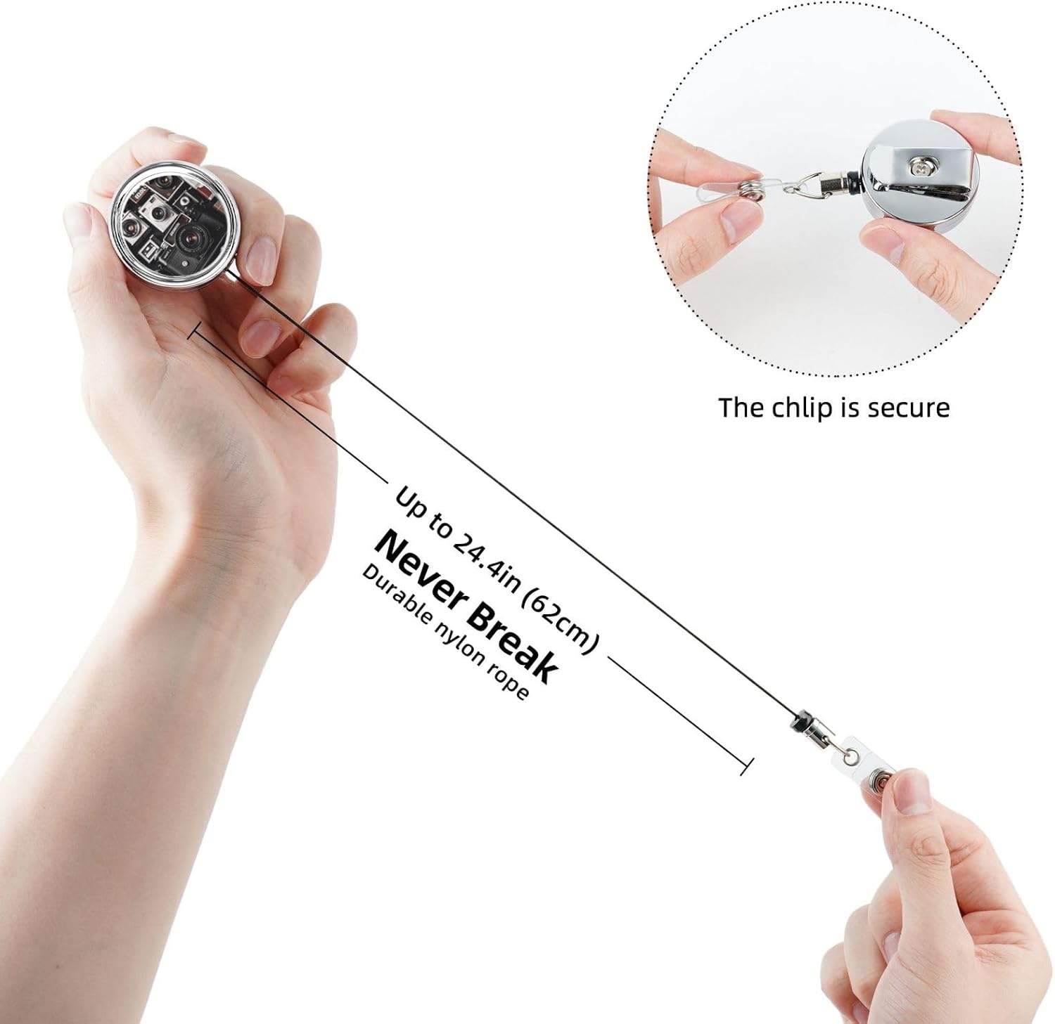 Retro Cool Camera Collection Metal Badge Reels Retractable with Clip and Keychain Funny Cute Badge Clips Id Card Badge Holder for Office Worker Doctor Nurse image 4
