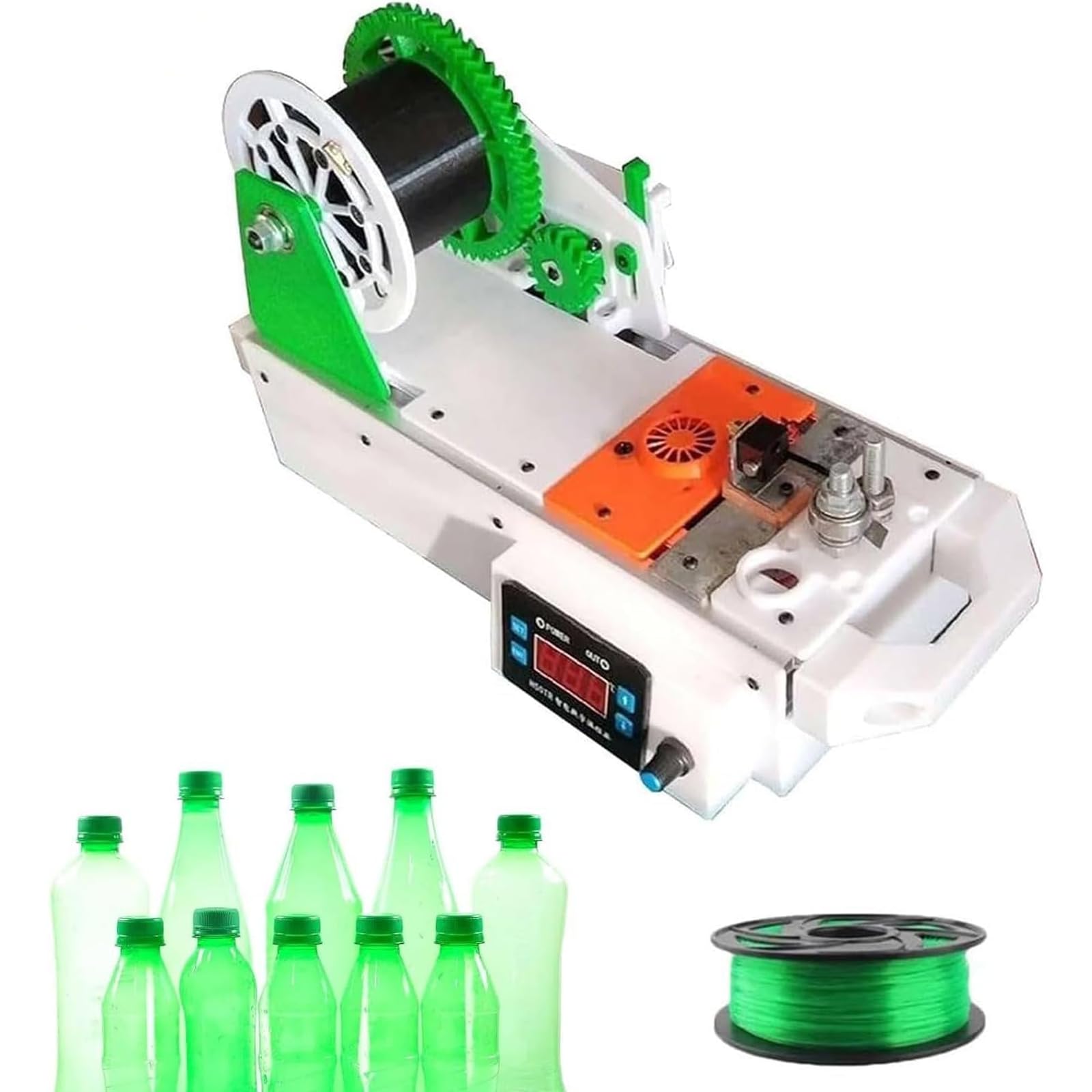 Desktop-Filament-Maker-Maschine, 3D-Drucker-Extrudern Aus Plastikflaschen, 3D-Recycling-Pet-Flaschen-Recycler Mit Digitaler Temperatur FüR Umweltfreund Green-orange