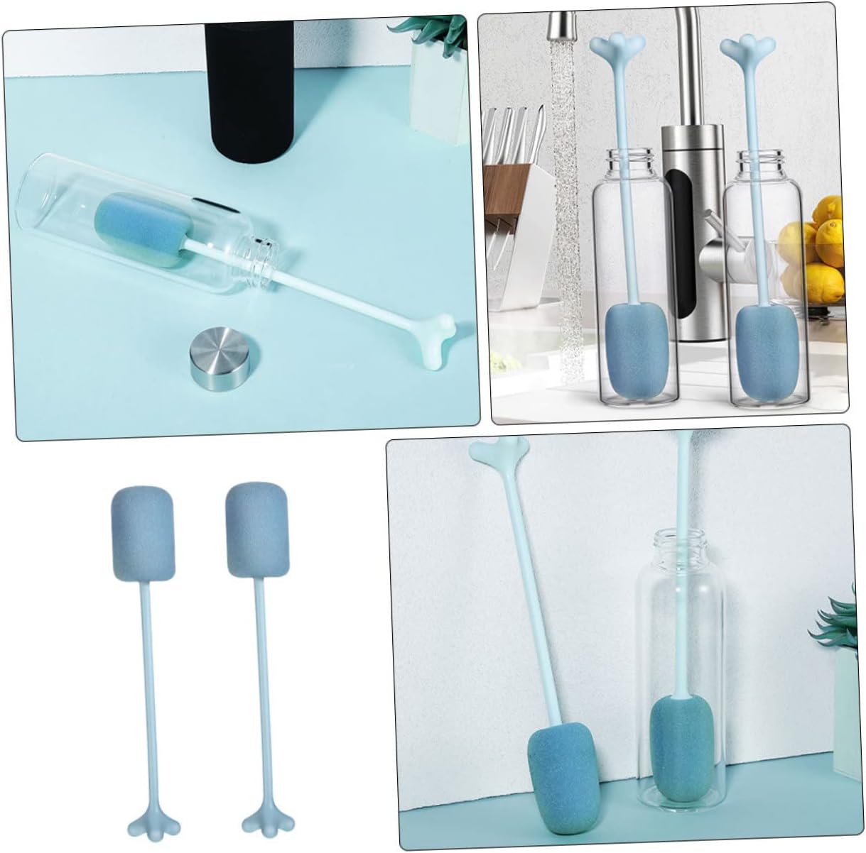 PRETYZOOM 6pcs Handle Bottle Brush Sponge Kitchen Cleaner for Bottles Mugs Narrow Neck Containers Tea