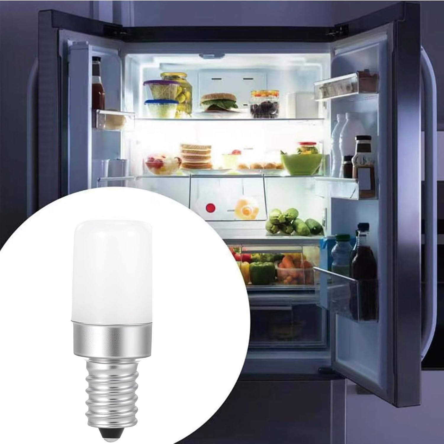E12 12V LED Bulbs 360° Non-Flicker Non-dimmable for Refrigerator Ice Maker Water Dispenser Replacement Part WR02X12208, WR01X37886, 416099 (Warm White 3000K)