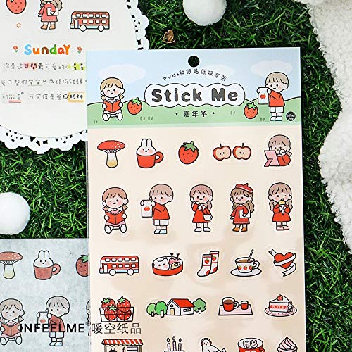 Preisvergleich Produktbild BLOUR PVC Cartoon Scrapbooking Aufkleber Ästhetische Papieraufkleber Flocken Stationäres Bürozubehör Kunstbedarf 2sheets