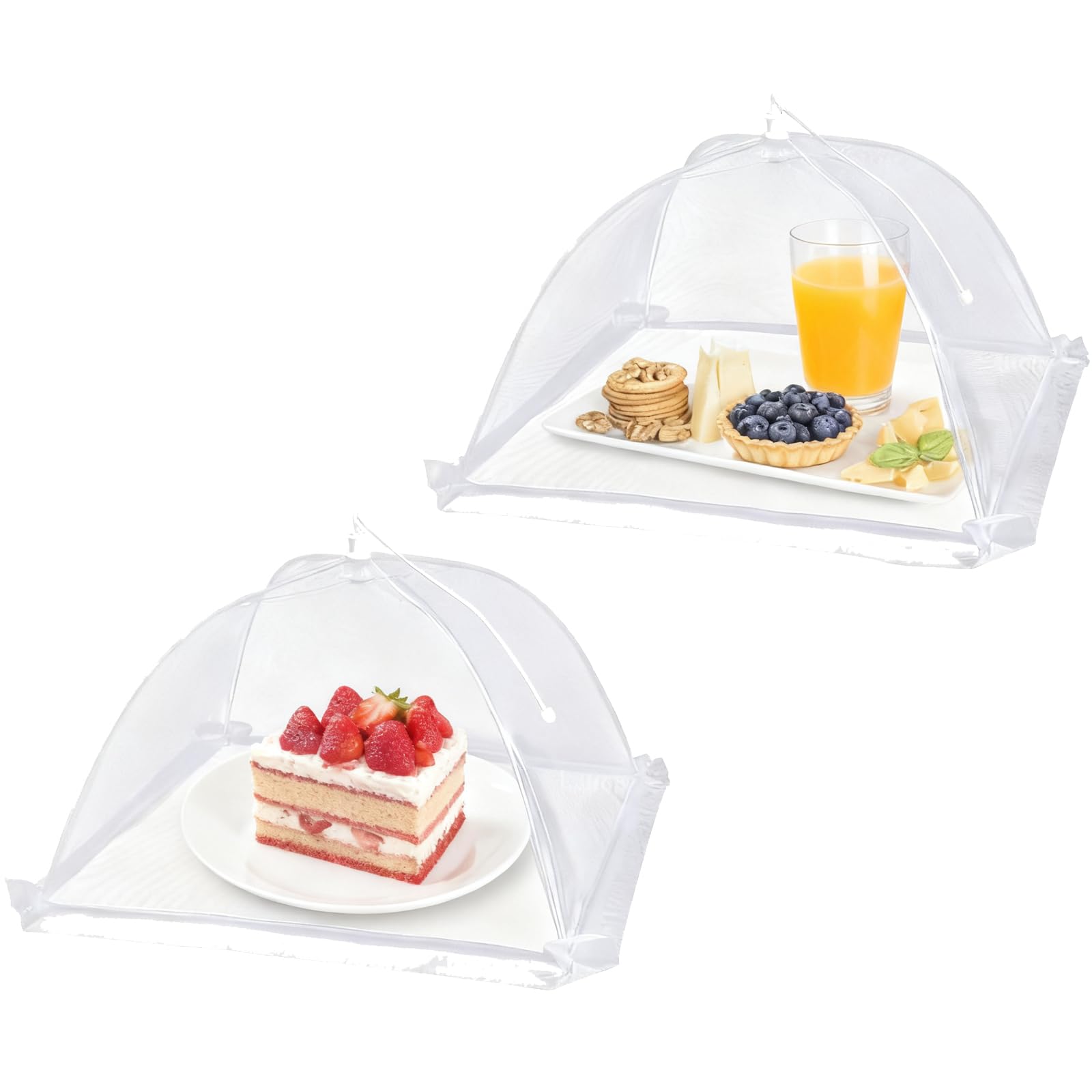 Lot de 2 couvercles alimentaires pour l'été - Protection contre la poussière et les mouches - Pliables - Diamètre : 33 cm - Protection contre la poussière et les fruits