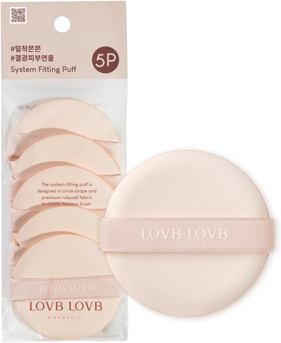 LOVB LOVB5EA Oval Puff Set | Premium Rubycell Fabric for Flawless Skin | Soft Makeup Sponge for Liquid Foundation | Korean Base Makeup