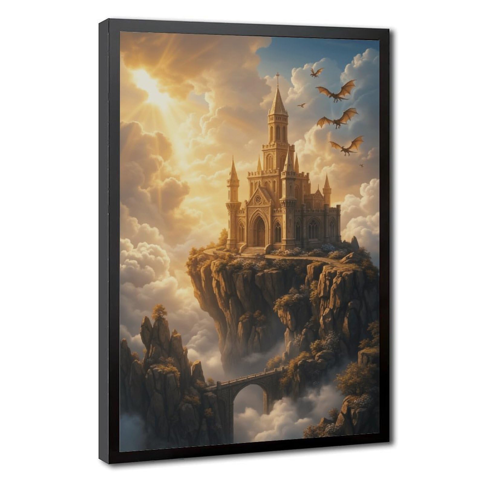 ELKPDOE Cloud Sanctum Requiem Forgotten World Poster 9 Canvas Poster Bedroom Decor Sports Landscape Office Room Decor Gift Black Frame 24" L X 36" W