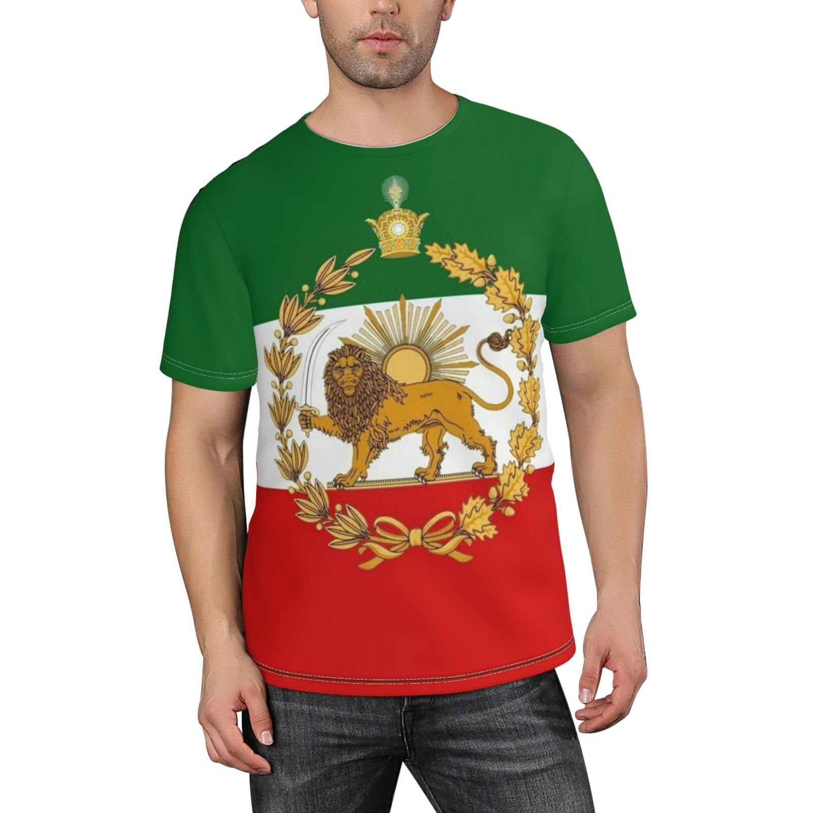 Fjqwklf Unisex White Make Iran Great Again Shirt Miga Old Iran Persian Flag Lion And Sun For Men Short Sleeve Women Cotton T-Shirt Xl