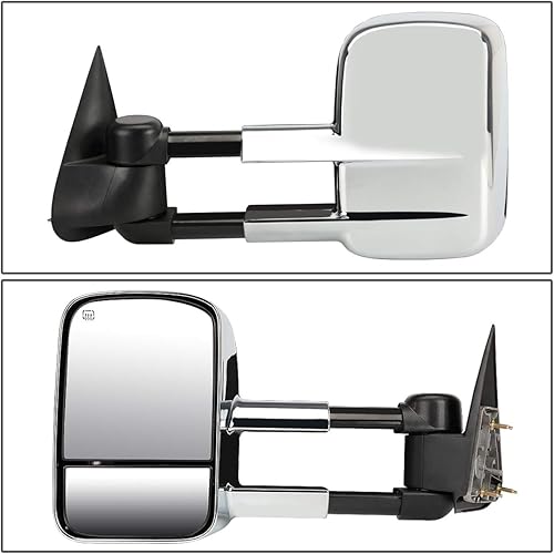 Miniatura 2 de DNA Motoring TWM-001-T111-CH - Par de espejos laterales de remolque calefactables compatibles con Silverado Suburban Avalanche Tahoe Sierra Yukon,