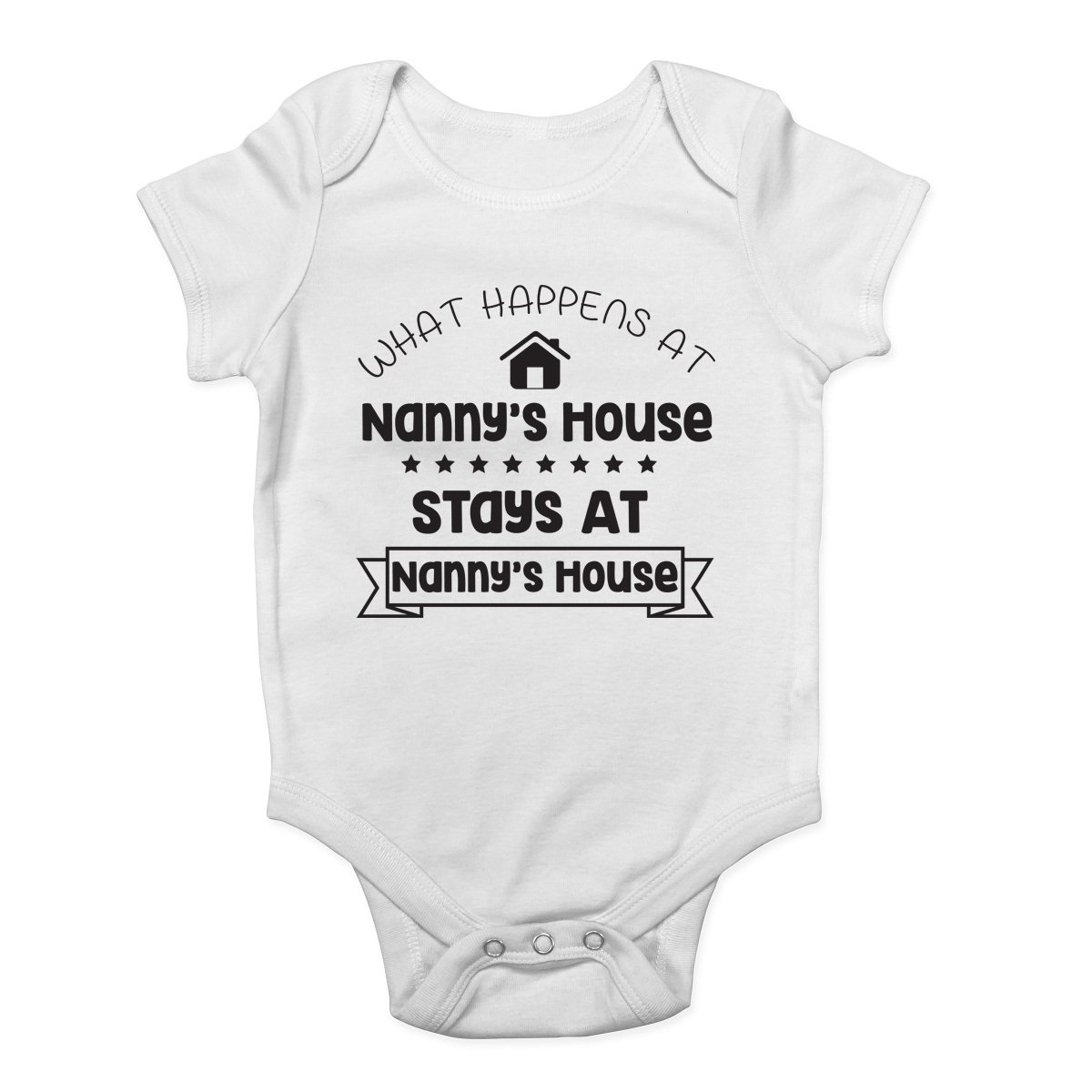 Shopagift Boys White What Happens At Nanny's House Stays At Nanny's House Cute And Girls Baby Vest Bodysuit