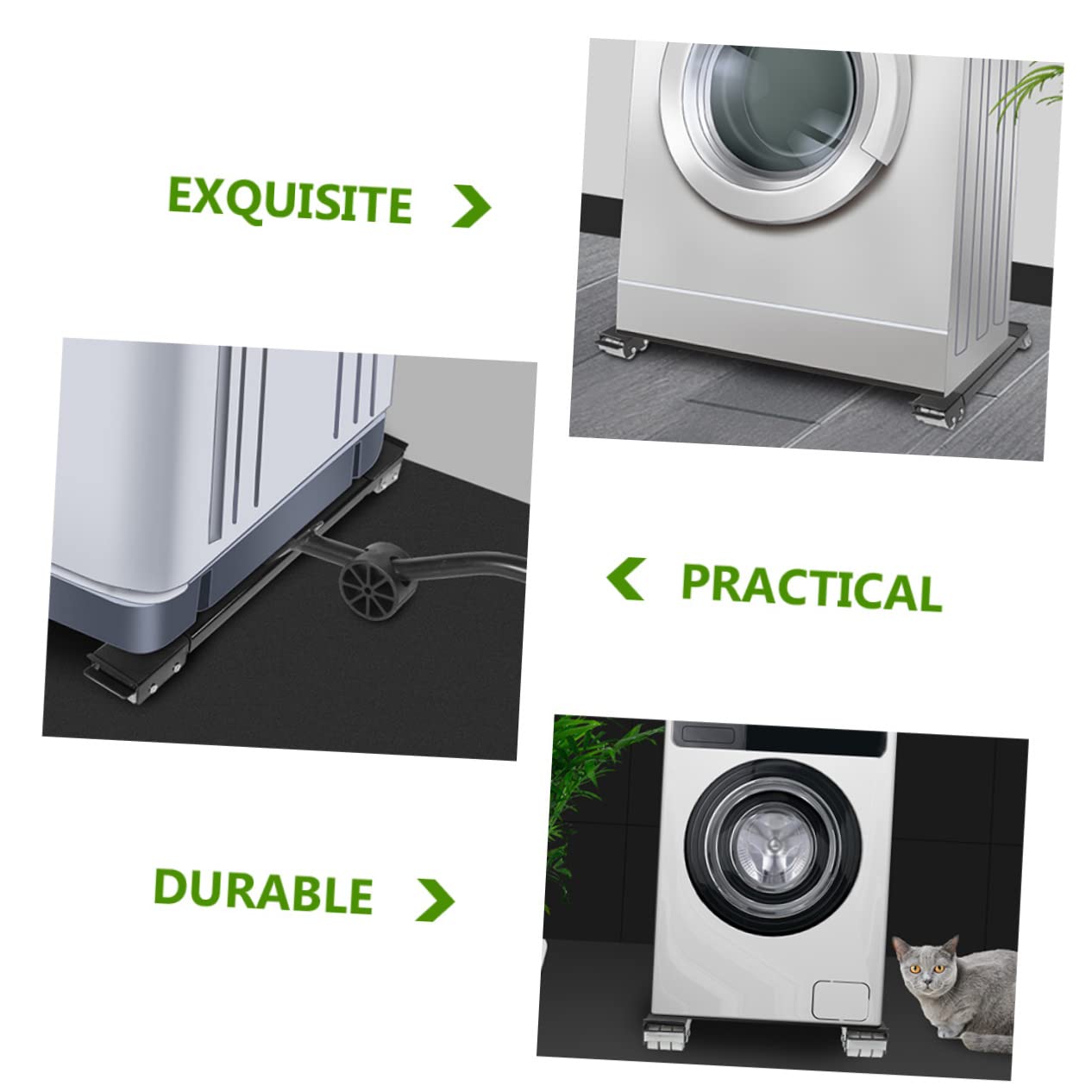POPETPOP Plataforma Rodante para Electrodomésticos Ruedas, Base Antideslizante de Acero Inoxidable y Goma para Lavadora, Lavavajillas y Frigorífico