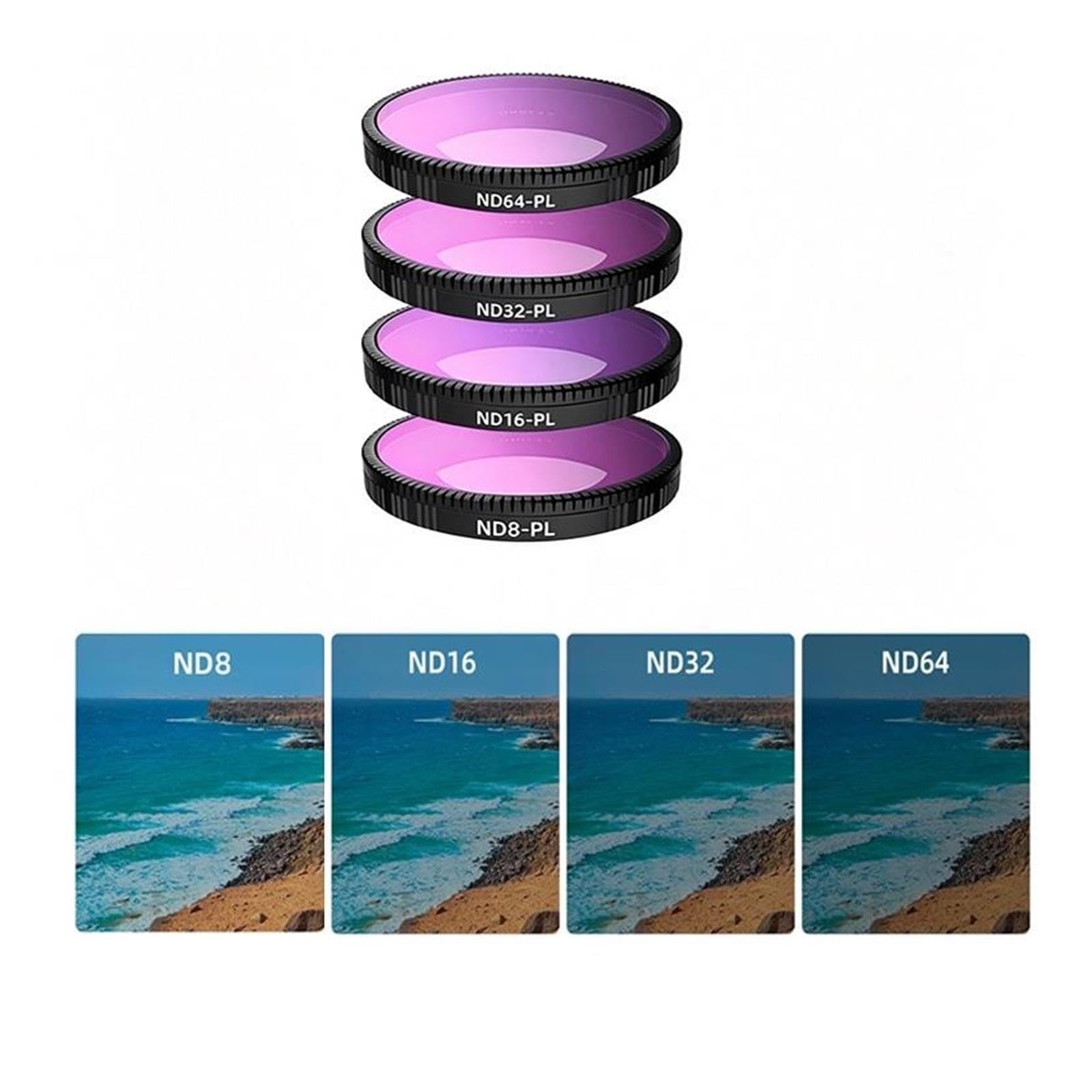 Juego de filtros ND/PL 4 en 1, Compatible con dji, ND8PL ND16PL