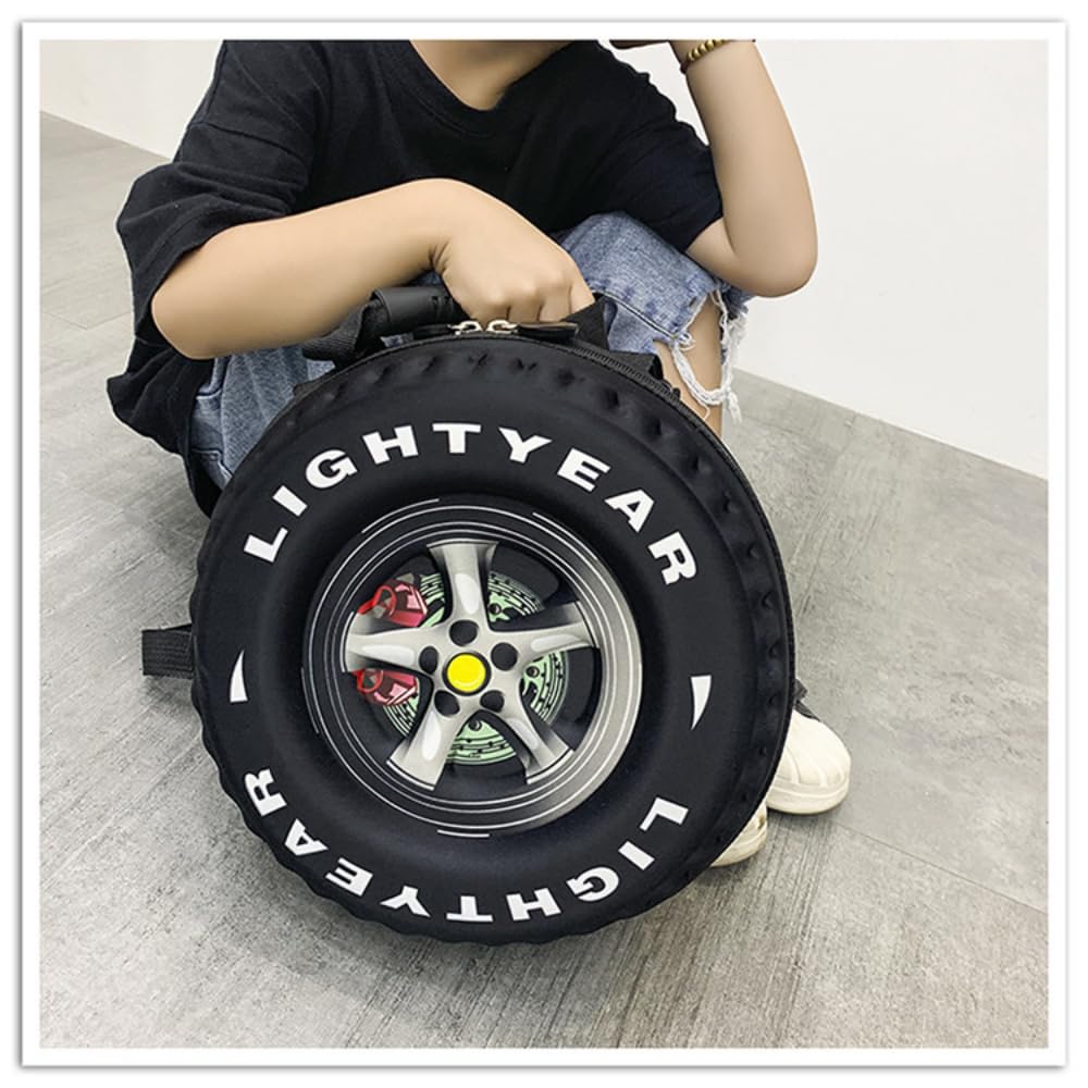 Vobomo Creative Tire Shape Backpack EVA Backpack Fashion Styling Backpack Lightweight Backpack (Black)