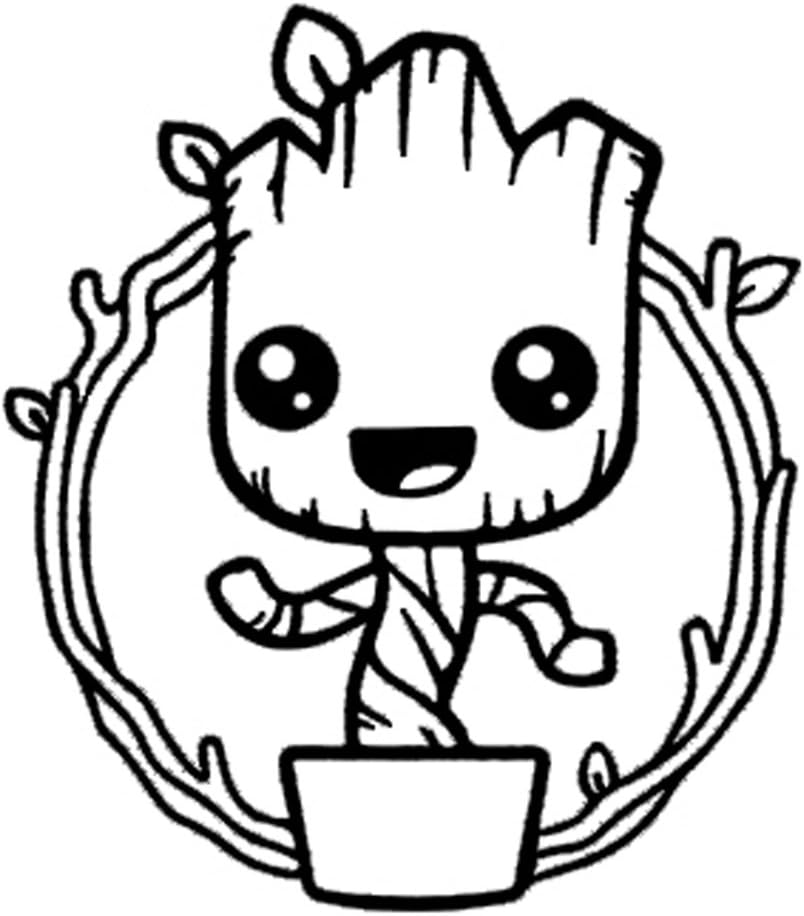 Basic Vinyl - Baby Groot - Vinyl Decal Wall Art (5 inch wide, Matte Black)