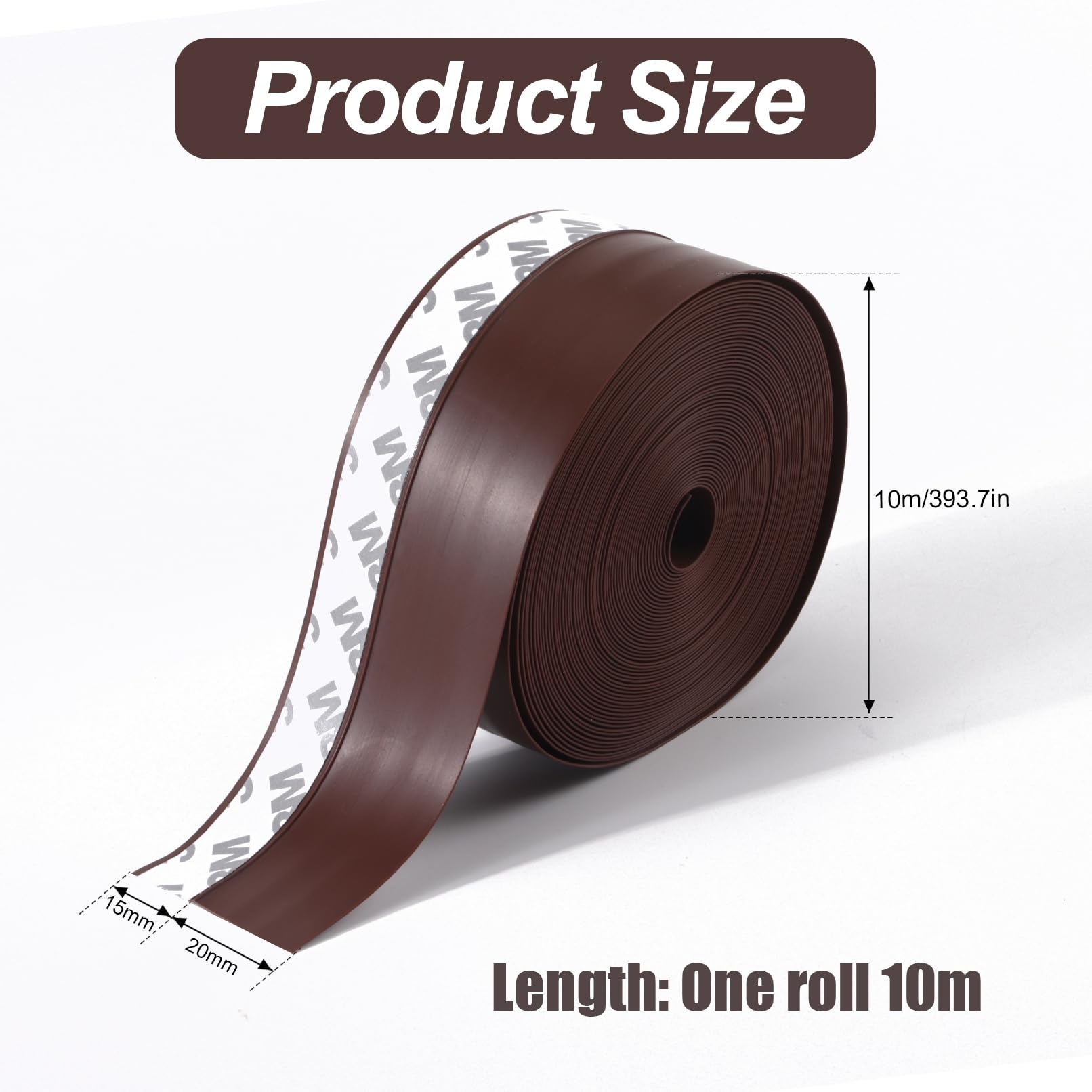 Silicone Sottoporta Con Adesivo 45mm x 10M Strisce di Guarnizione Autoadesive Protezione Freddo Protezione Suoni per porta e porta in vetro