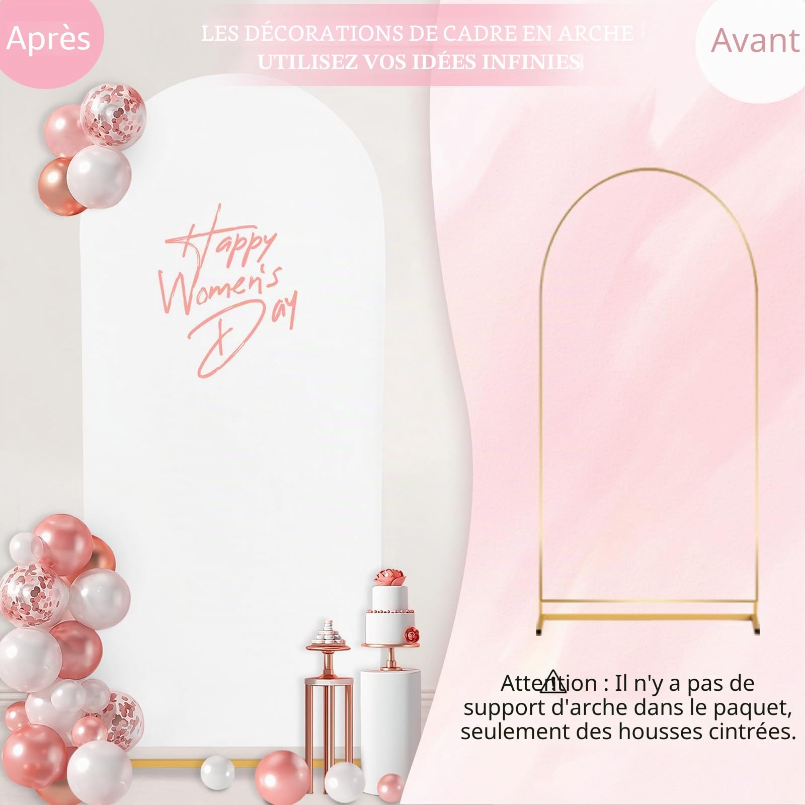 Housse d'arche de Mariage Toile de Fond en élasthanne Convient pour Support d'arc Décoration de Mariage fête de Ballon Blanc (80 x 180 cm)