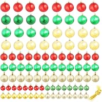 Vista 2 de YAFF Juego de 100 adornos para árbol de Navidad, juego de bolas de Navidad de plástico, inastillables y reutilizables, juego de bolas decorativas