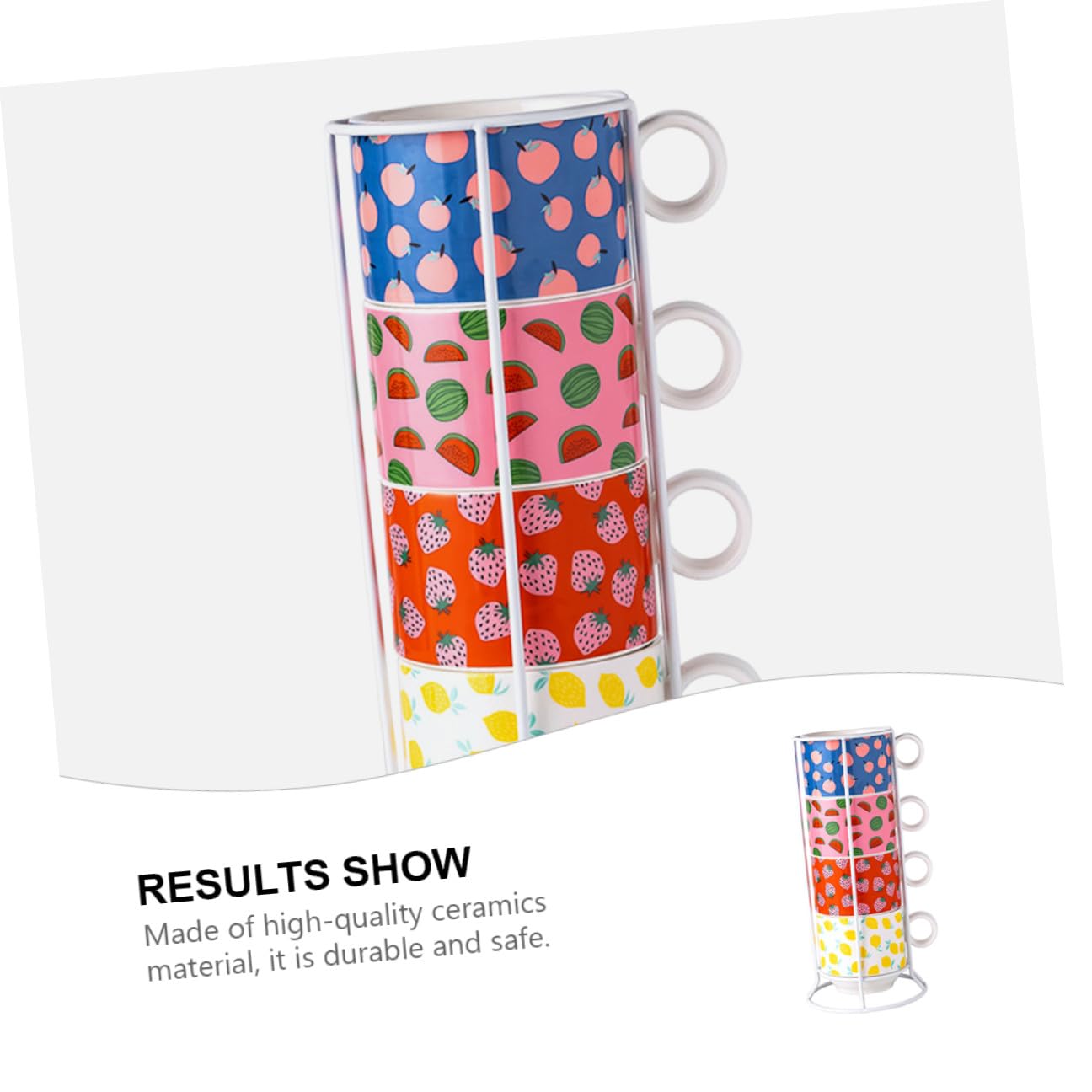 VANZACK Set Tazze in Ceramica Impilabili da 200 Ml Tazze da caffè e Bicchieri D’Acqua Sicuri per Casa Ufficio e Bar Salvaspazio 4 Pezzi