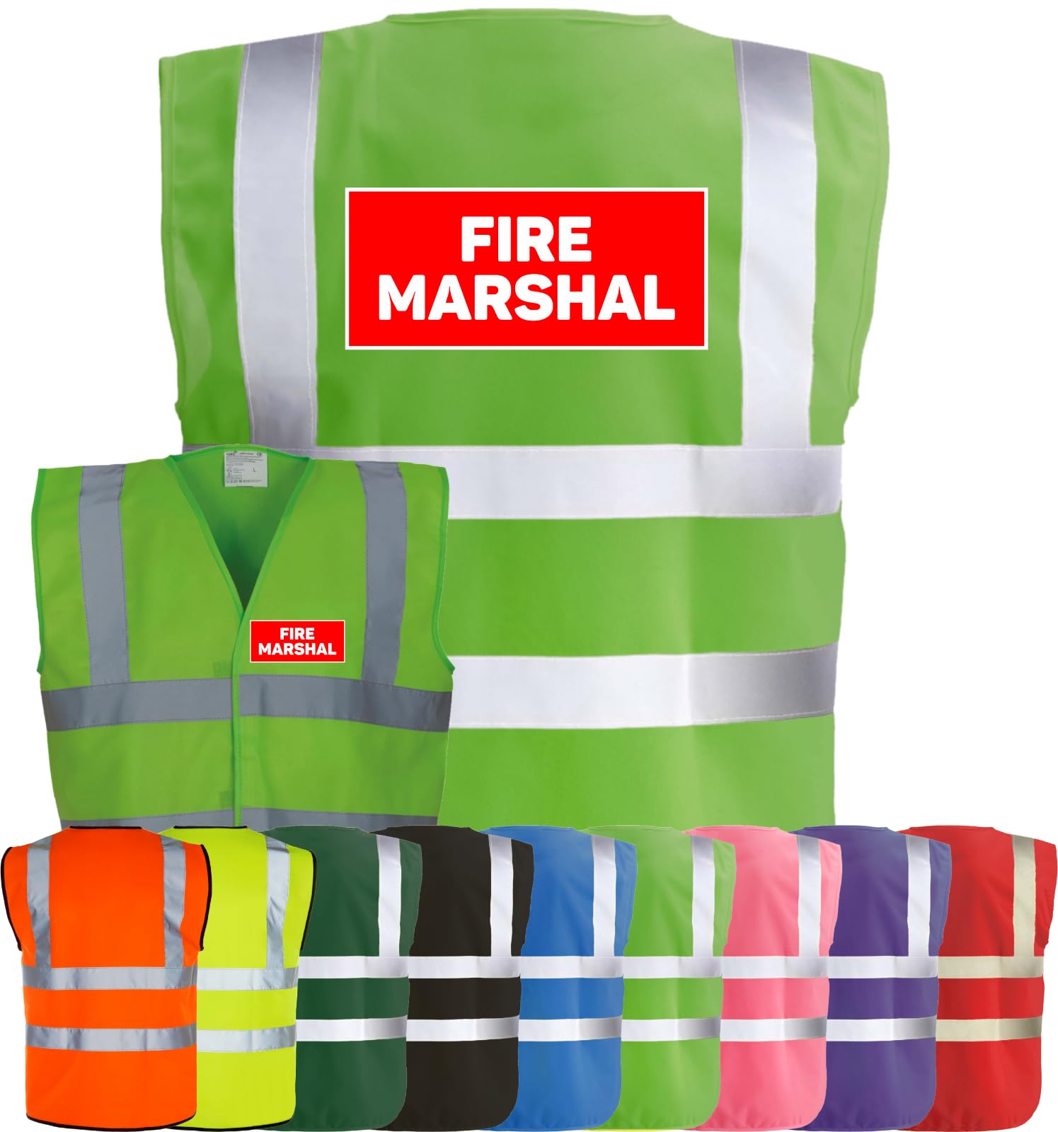 Corporate Togs FIRE MARSHAL Printed Hi-Vis Waistcoat - High Visibility Safety Vest Tabard, Fastening, Health & Safety Compliant Waistcoat | Protective Safety Wear