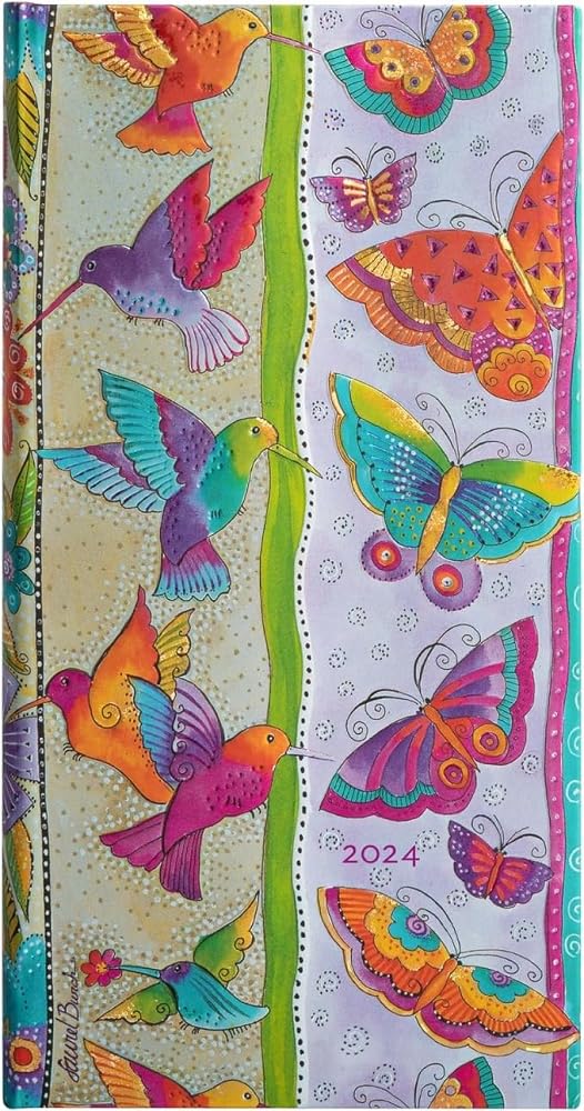 12-Monatskalender 2024 Kolibri und Schmetterlinge Schlank Horizontal