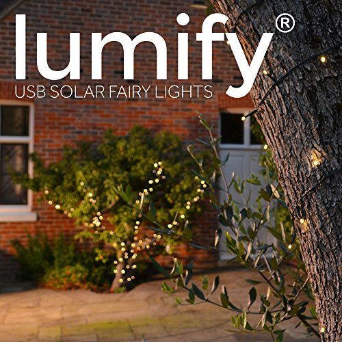 Lumify® USB Chargeable Outdoor Solar Powered Fairy Lights - Warm White 300 LEDs
