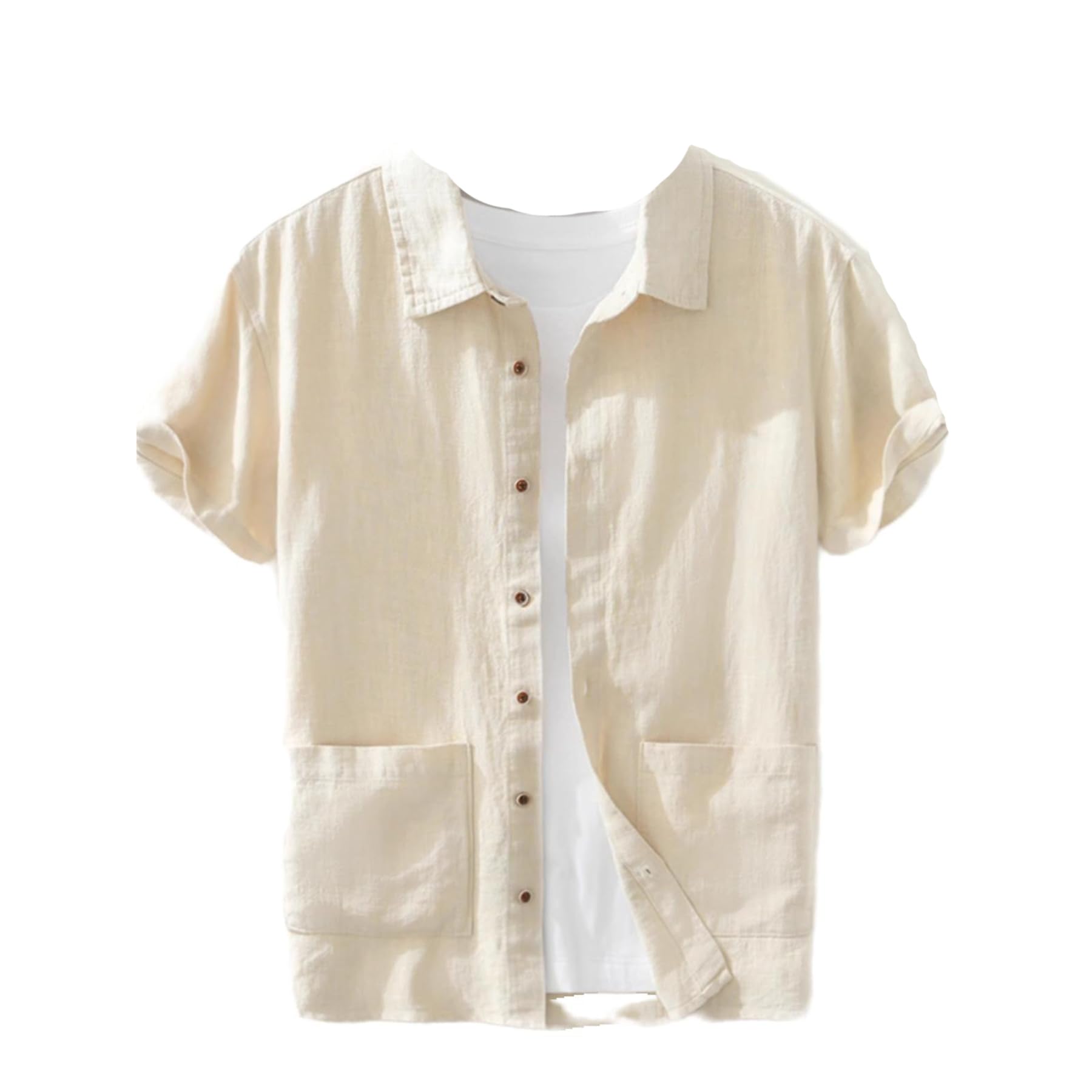 GUOYUXIAO Männer-Chino-Stil-Baumwolle-Linon-Kurzarmhemd, dünner Sommerstil.
